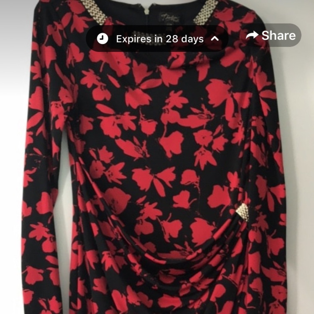 Red and black floral dress